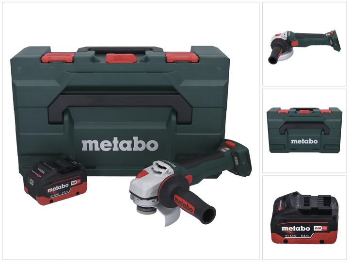 Produktbild Metabo WB 18 LT BL 11-125 Quick Akku Winkelschleifer 18 V 125 mm Brushless + 1x Akku 5,5 Ah + metaB (125 mm)