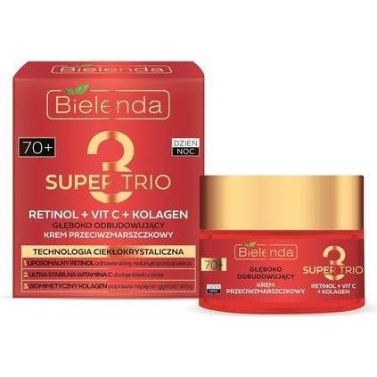 Bielenda Crema Viso, Super Trio Retinolo Vitamina C Collagene Antirughe Ricostruzione Profonda 50Ml (50 Ml, Da Giorno)