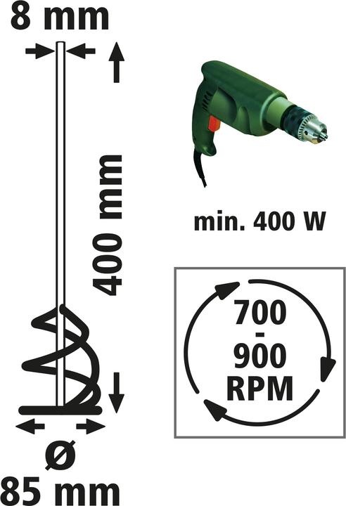 Produktbild wolfcraft 1 Mörtel- und Klebermischer ø85x400mm
