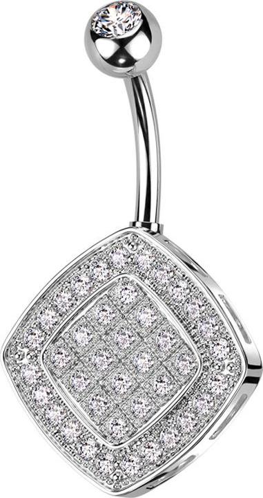 Immagine prodotto Star Piercing Banana d'argento con cristallo a sfera d'argento e cristalli a rombo d'argento (Ottone, Acciaio chirurgico 316L)