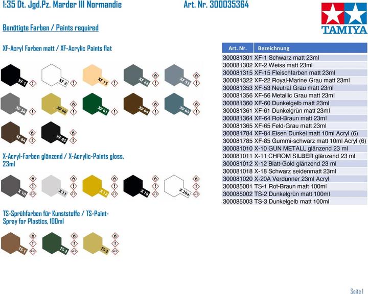 Actual product image Tamiya German Marder III M Normandy Front