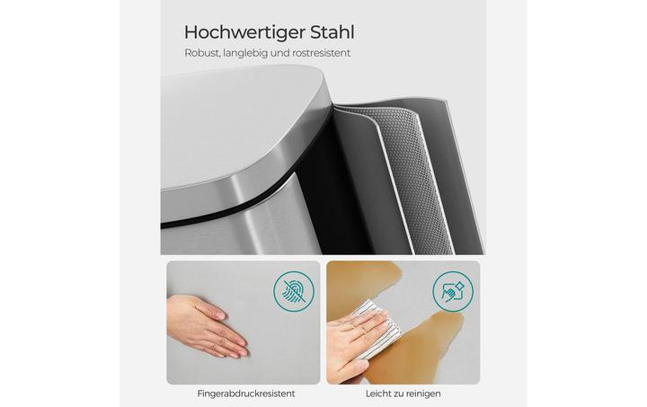 Produktbild Songmics Treteimer Silber-Schwarz (30 l)