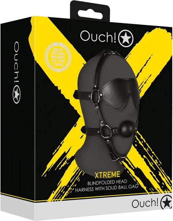 Actual product image Ouch! Blindfolded Head Harness with Solid Ball Gag