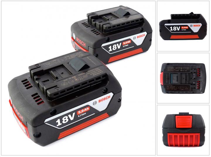 2 x Bosch GBA 18V 5.0 Ah rechargeable batteries (2607337069)