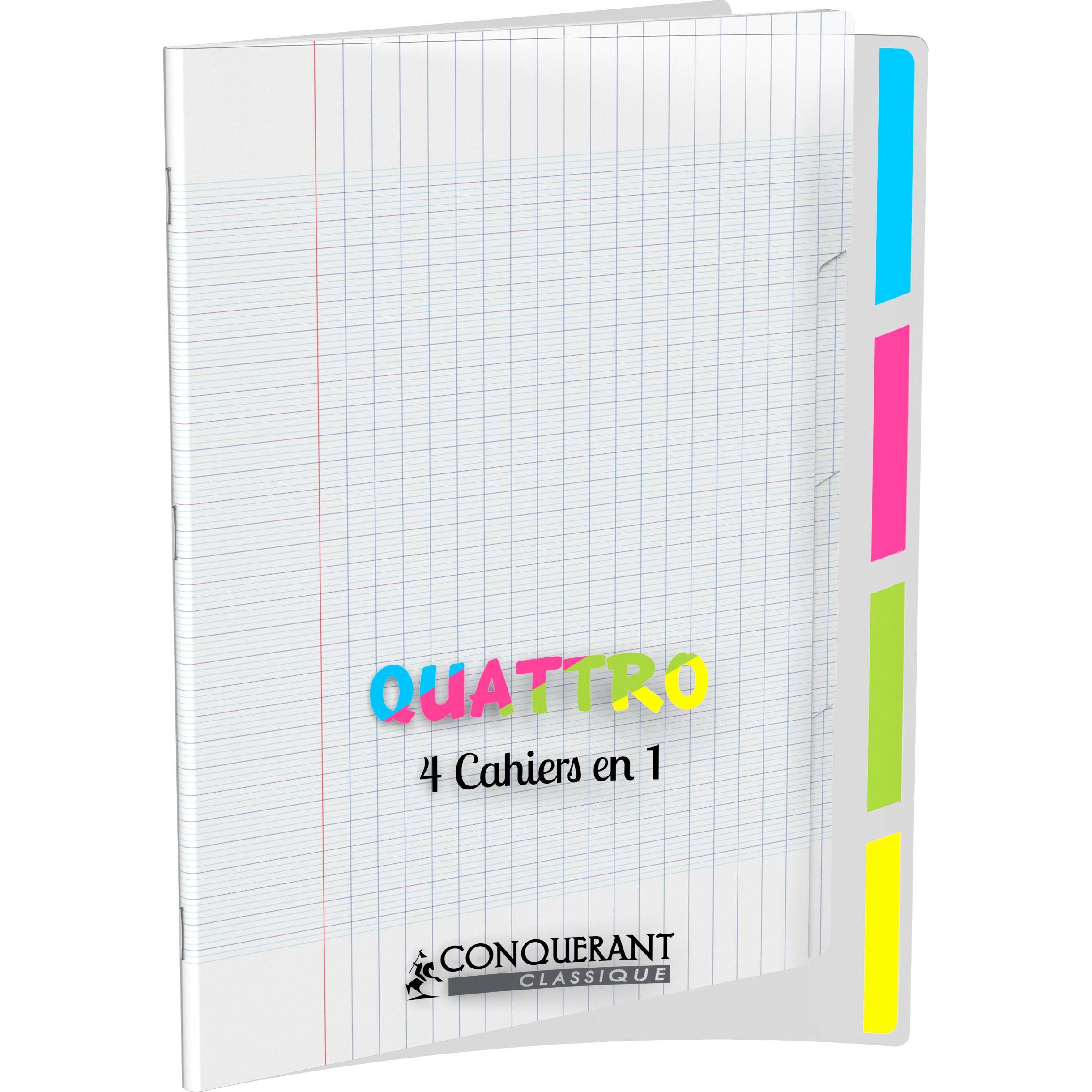 Conquerant, Heft + Block, Cahier "4 en 2,50cm (1"), 240 x 320 mm, seyès couverture en Polypro, 140 pages, agrafé, papier...