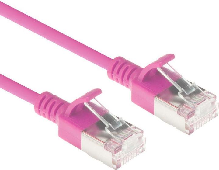 Produktbild Pink 1 meter LSZH U/FTP CAT6A datacenter slimline patch cable snagless with RJ45 connectors (U/FTP, CAT6a, 1 m)