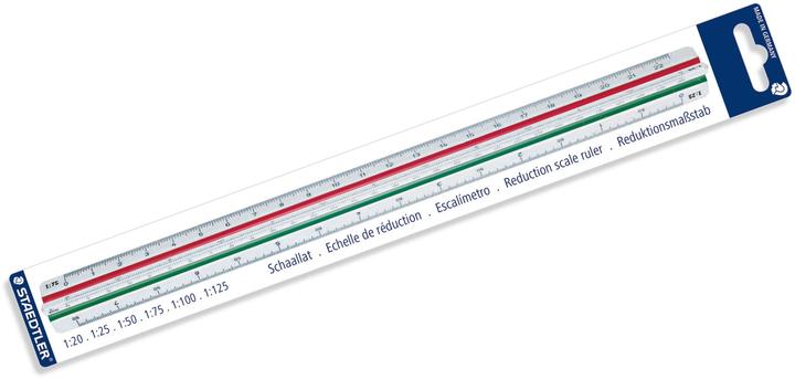 Immagine prodotto Staedtler Mars 561 98-1BK scala triangolare, plastica bianca, filetti colorati, graduazione in rilievo (33 cm, Materiale sintetico)