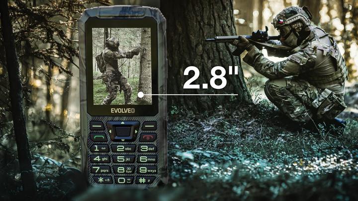 Actual product image Evolveo StrongPhone Z6, 2.8" vodotěsný odolný/2xSIM/2px/micro SDHC/4000mAh/camo (2.80", 2 Mpx)