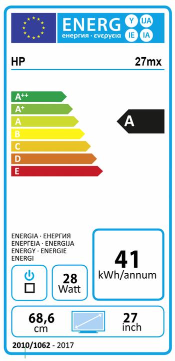 Energy Label HP 27MX (1920 x 1080 pixels, 27")