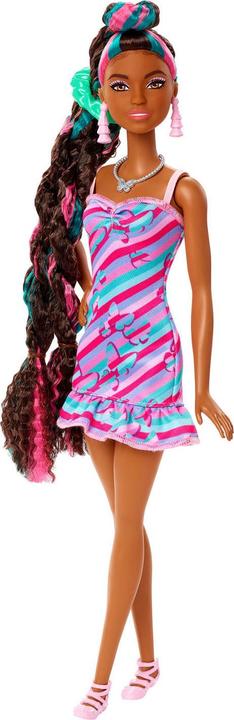Image du produit Barbie Poupée Totally Hair (cheveux noirs) en robe imprimée papillon