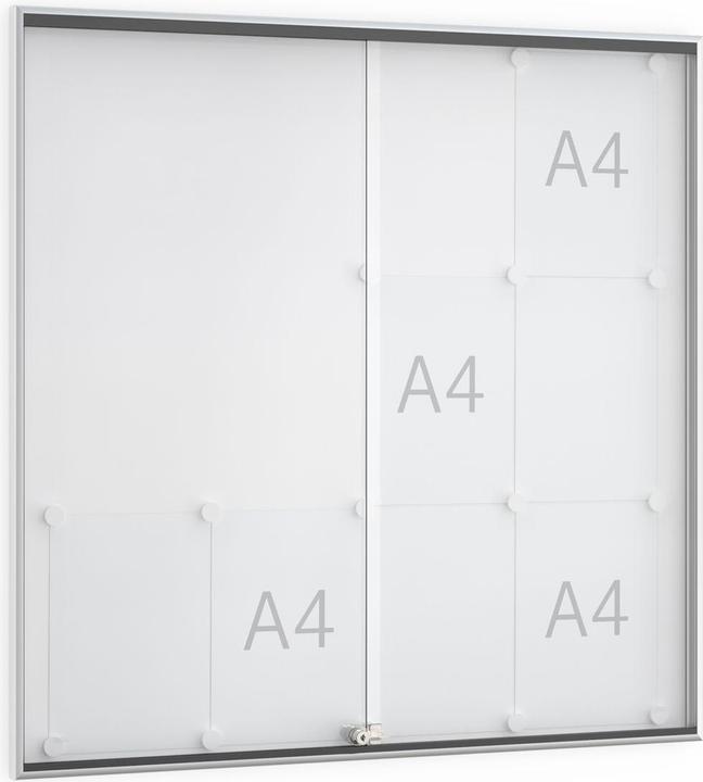 Wsm Sliding door display case 12 x DIN A4 W955xH950mm frame square for indoor use