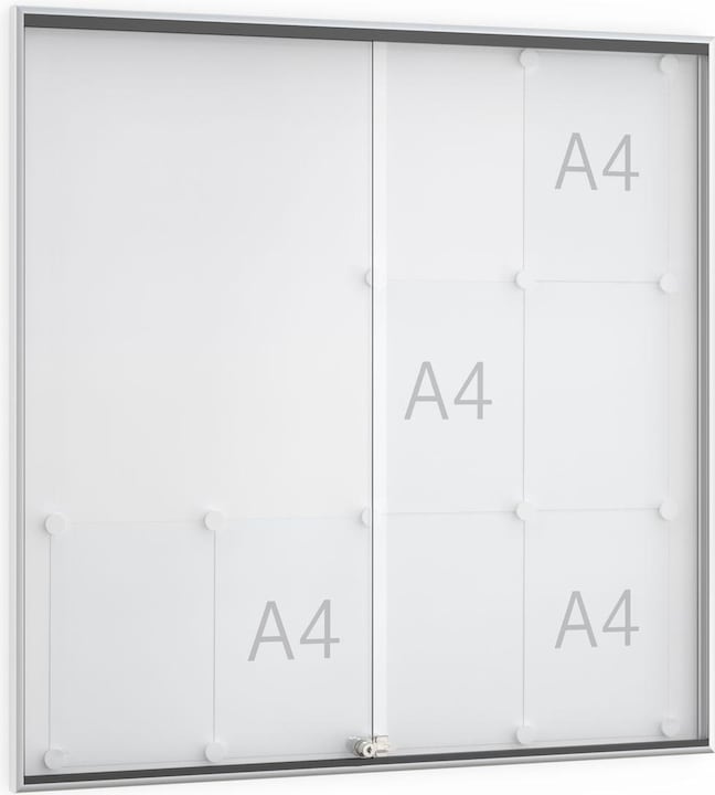 Actual product image Wsm Sliding door display case 12 x DIN A4 W955xH950mm frame square for indoor use