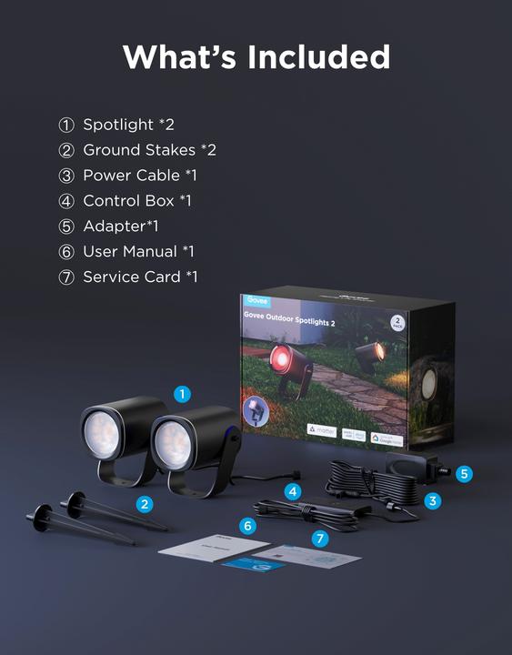 Actual product image Govee Outdoor Spotlights 2-Pack (IP67)