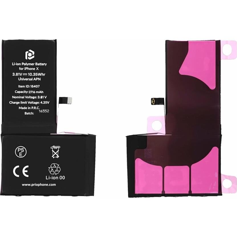 prio Batteria per Apple iPhone X (APN universale) (Accumulatore di carica elettrica, Apple iPhone X), Pezzi di ricambio per dispositivi mobili