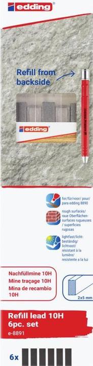 Edding Carpenter's pencil lead refill 8891 H10 (5 mm, Hard, 6 x)