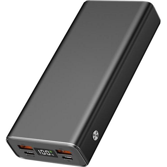2GO Powerbank 20000mAh 2x USB-A 1x USB-C fast charging ALU (20000 mAh, 42.50 W, 42.50 Wh), Powerbank, Schwarz
