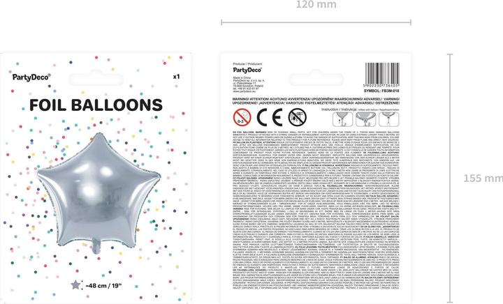 Produktbild Partydeco Silberstern-Ballon 48cm (1x)