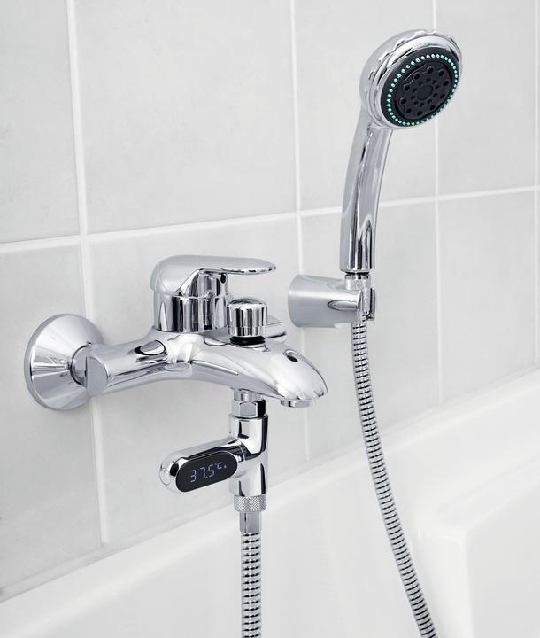 Actual product image Maxxmee Thermometer Wasserarmaturen LED Durchlaufthermometer, 5-85C