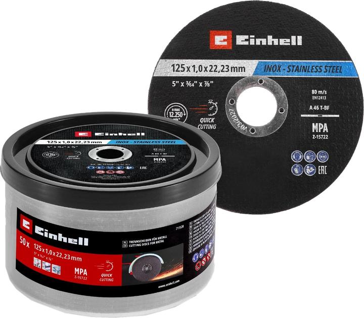 Actual product image Einhell Trennscheiben, 711528, 125x1,0 mm, 50 Stück