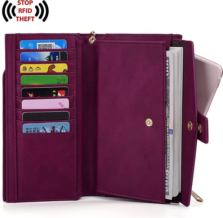 Produktbild Only-Bags.Store Brieftasche RFID-Blockierung Grosse Kapazität Vegan Leder Clutch Wallet 21 Card Slots Holder