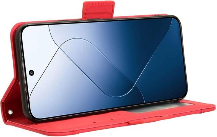 Actual product image Cover-Discount Xiaomi 14 - Case with many card slots red (Xiaomi 14)