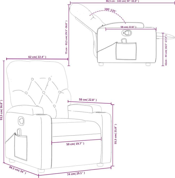 Immagine prodotto VidaXL Poltrona massaggiante in tessuto taupe,Colore: Taupe,Materiale: Tessuto (100