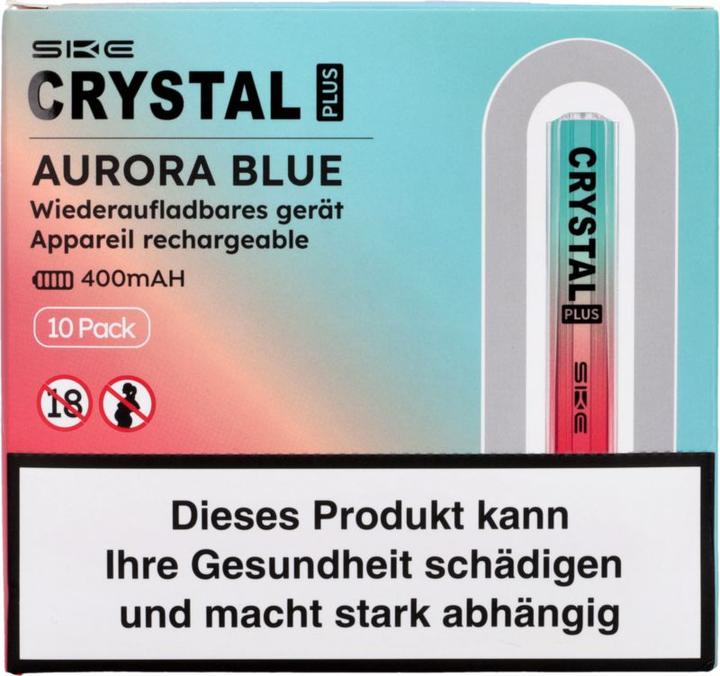 Actual product image SKE Crystal Plus Rechargeable Vaporiser with Type C Cable, Aurora Blue (Neutral)