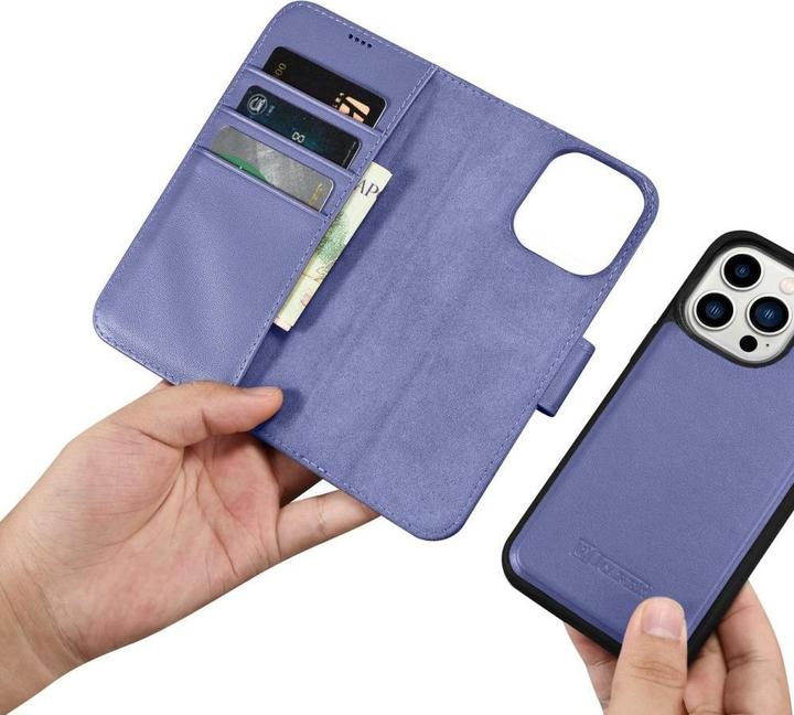 Produktbild iCarer Wallet Case 2 in1 Hülle iPhone 14 Pro max. Leder Flipcover AntiRFID hellviolett (WMI14220728- (Apple iPhone 14 Pro Max)