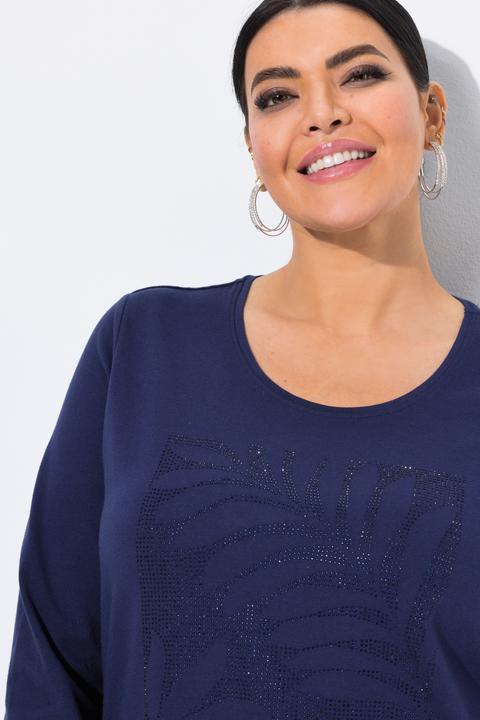 Produktbild Ulla Popken Shirt, Blätter, Ziersteine, Classic, Rundhals, 3/4-Arm (58)
