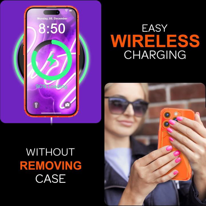 Immagine prodotto Nalia Portacarte trasparente in silicone trasparente al neon (Apple iPhone 16 Pro Max)