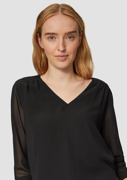 Produktbild S.Oliver Bluse Chiffonbluse mit Raffung an der Schulter und transparenten Ärmeln (34)