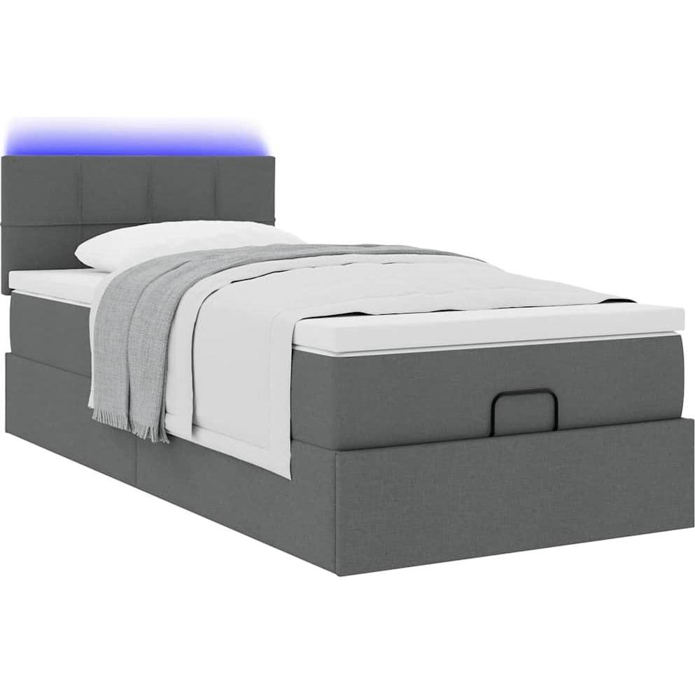 VidaXL, Bett, Ottoman-Bett mit Matratze Dunkelgrau 100x200 cm Stoff (100 x 200 cm)