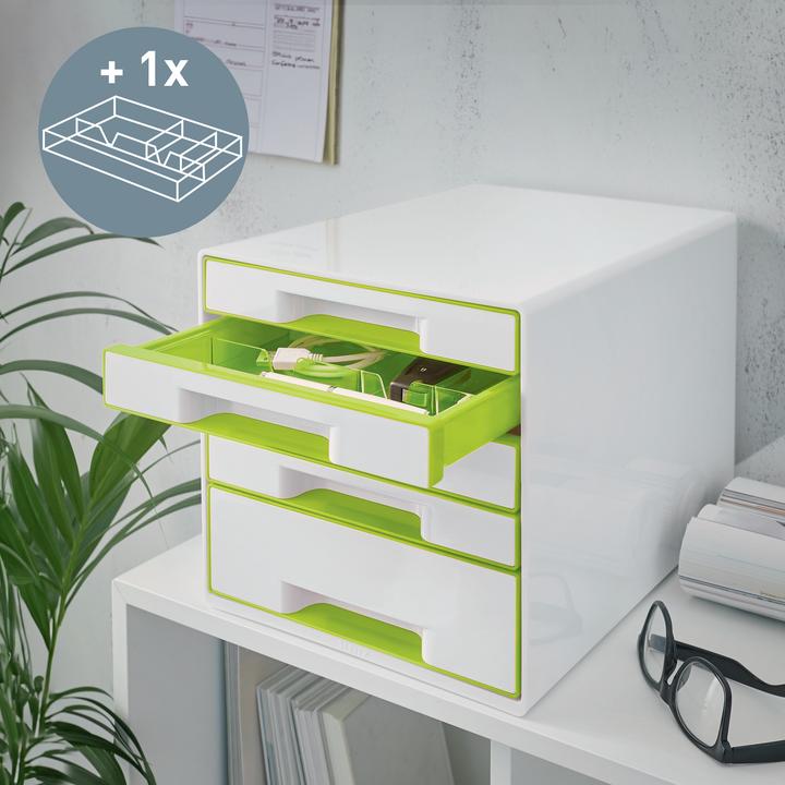 Produktbild Leitz Schubladenbox WOW CUBE 52142054 5Schubfächer weiss/grün (A4)