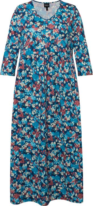 Produktbild Ulla Popken Jerseykleid, gemustert, V-Ausschnitt, 3/4-Arm (68)