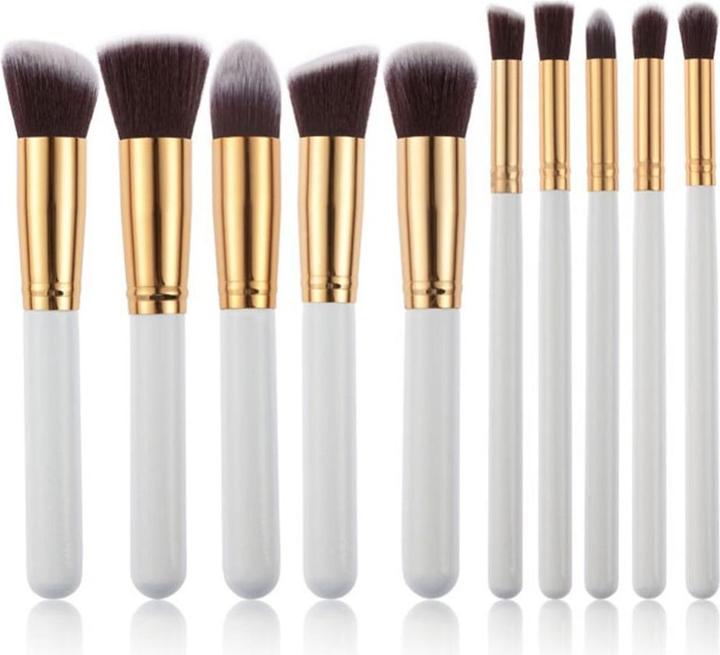 Image du produit JTI Set de pinceaux de maquillage 10 pièces - blanc et or (Set)