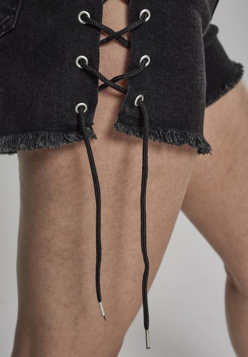Produktbild Urban Classics Ladies Highwaist Denim Lace Up Shorts (26)