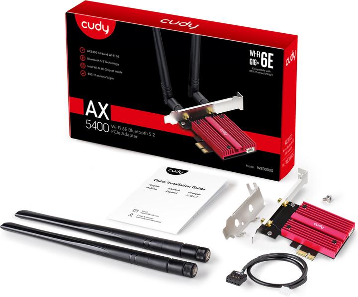 Produktbild Cudy WE3000S. Eingebaut. Übertragungstechnik: Kabellos, Hostschnittstelle: PCI Express, Schnittstelle: WL (Mini PCI Express)