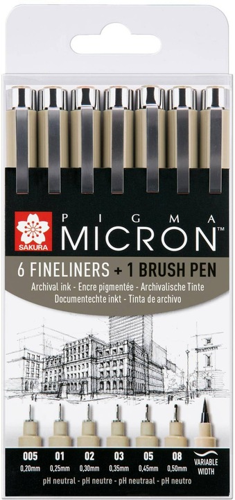 Image du produit Sakura Fineliner Pigma Micron Noir, 6 pièces (Noir, 6 x)