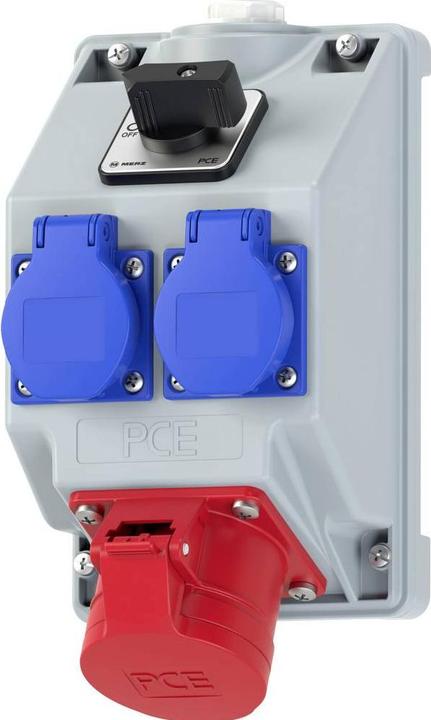 PCE PC Electric 160815521 Steckdosen-Verteiler Grau, Blau, Rot (2x, CEE 7/3)