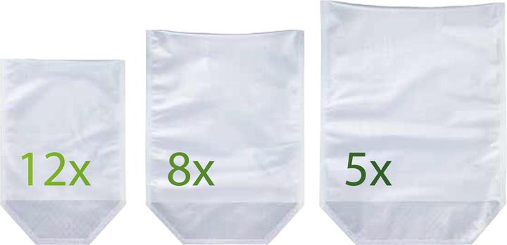 Caso Opstaande vacuümzakken, 12 stuks 20x30 cm, 8 stuks 25x35 cm, 5 stuks 30x40 cm (25 x)
