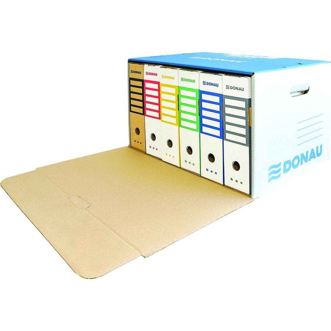 Donau, Archiviazione di documenti, Scatola d'archivio, cartone, sciolta, apertura frontale, blu