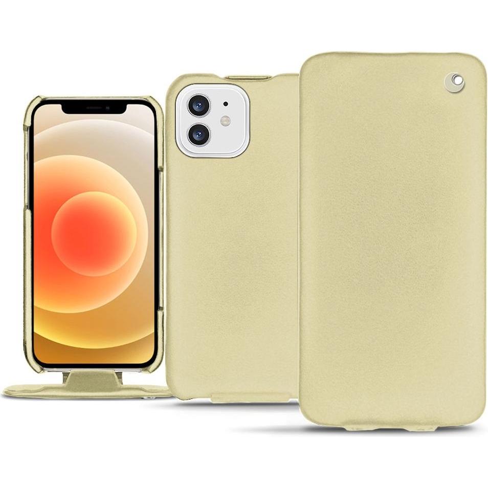 Noreve Lederschutzhülle vertikal (Apple iPhone 12), Smartphone Hülle, Beige