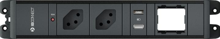 Image du produit IB Connect CUBO bloc de prises noir 2x type 13 1x USB-A/C 1x module vide (2x, Type 13)