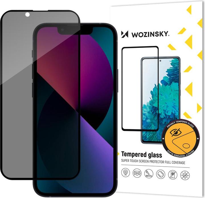 Produktbild Wozinsky Privacy Glass Tempered Glass for iPhone 13/13 Pro with Anti Spy Privatizing Filter (1 Stück, Apple iPhone 14, Apple iPhone 13, Apple iPhone 13 Pro)