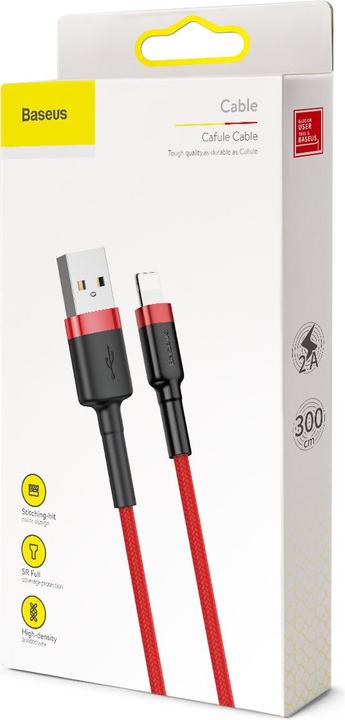 Produktbild Baseus cafule Cable USB For iP 2A 3m Red+Red (3 m, USB 3.2 Gen 1)