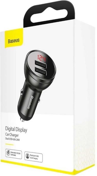 Produktbild Baseus Digital Display Dual USB 4.8A Car Charger 24W Grey