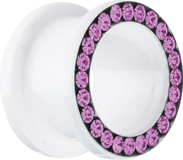 Immagine prodotto Star Piercing Carne Tunnel bianco con rosa cristallino (senza ottone, Materiale sintetico)