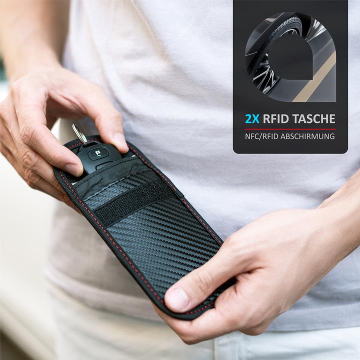 Produktbild Aplic 2x Schlüsseltasche RFID Blocker, Autoschlüssel Schutz, Keyless, Faraday Tasche, 2er Set, NFC