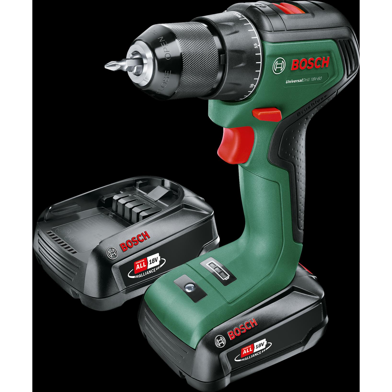 Bosch Home & Garden, Bohrmaschine + Akkuschrauber, UniversalDrill 18V-60 (Akkubetrieb)