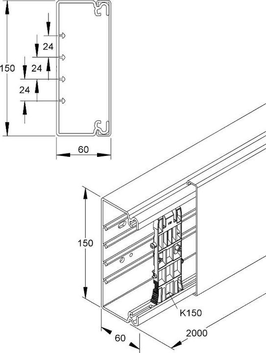 Produktbild Kleinhuis HKL60150.1 Elektroinst.kanal HKL (Kabeldurchlass, 200 cm)